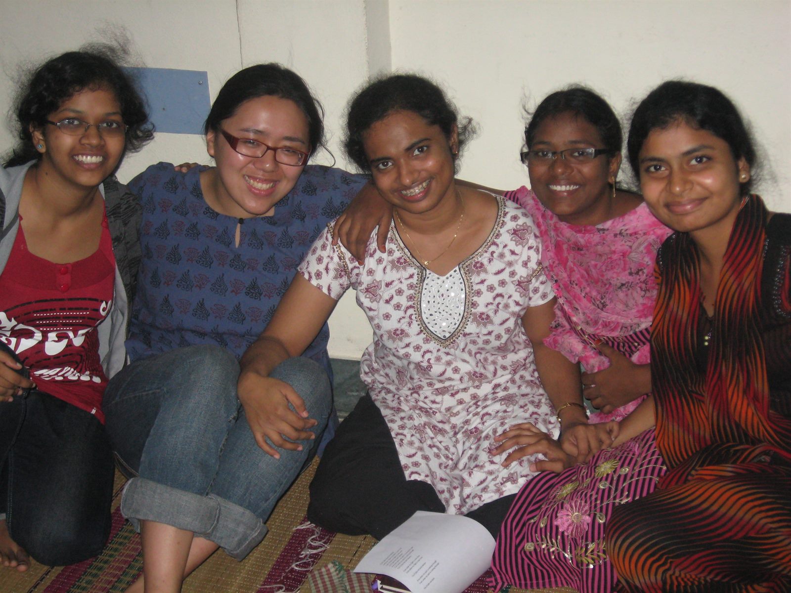 Five girls sitting together